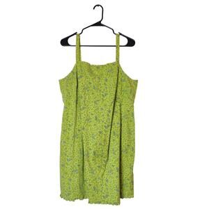 Vtg 90s Venezia Lime Green Paisley Ruffle Square Neck Cotton Dress 18 Clueless